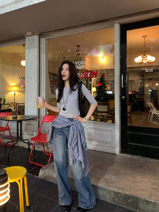 White wide-leg jeans