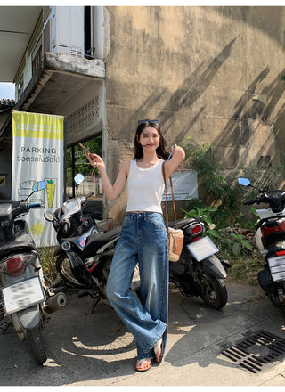 White wide-leg jeans