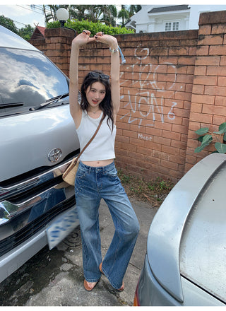 White wide-leg jeans