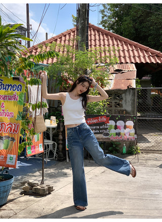 White wide-leg jeans