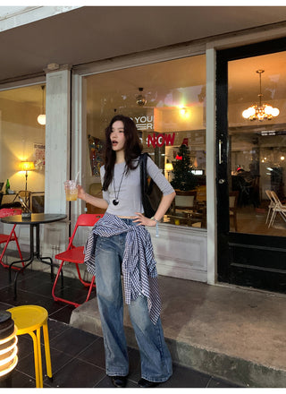 White wide-leg jeans
