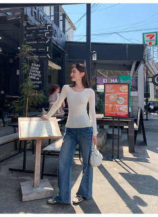 White wide-leg jeans