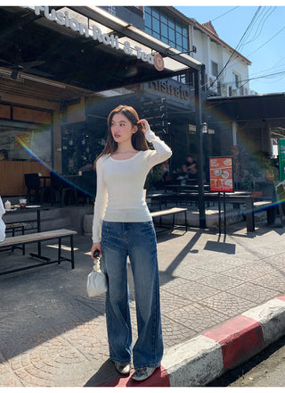 White wide-leg jeans