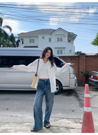 White wide-leg jeans
