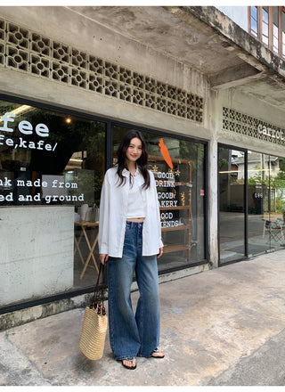 White wide-leg jeans