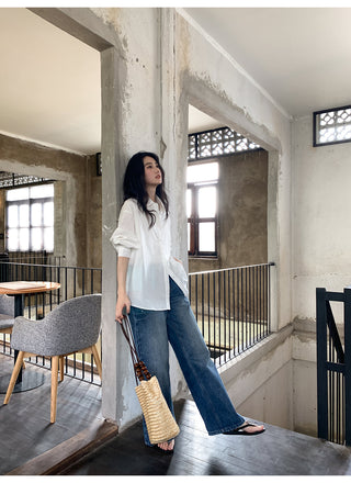 White wide-leg jeans