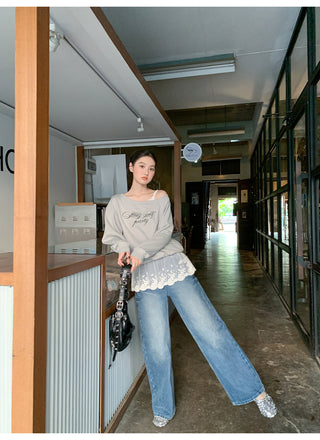 White wide-leg jeans