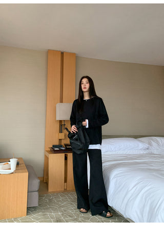 Pleated bootcut pants