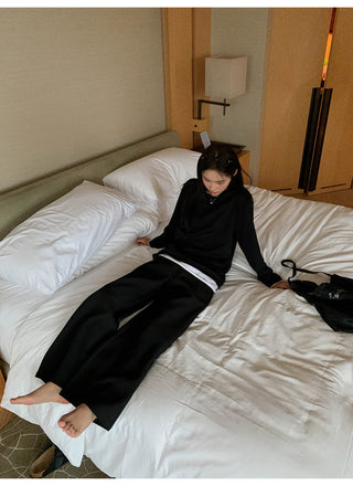 Pleated bootcut pants