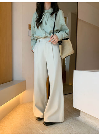 Pleated bootcut pants