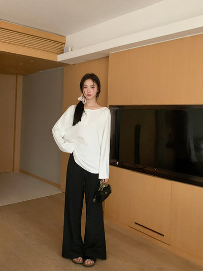 Pleated bootcut pants