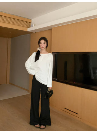 Pleated bootcut pants