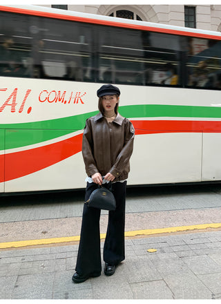 Pleated bootcut pants