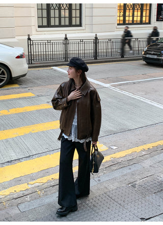 Pleated bootcut pants