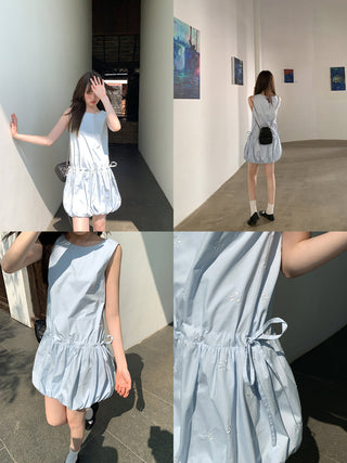 Bow embroidery dress