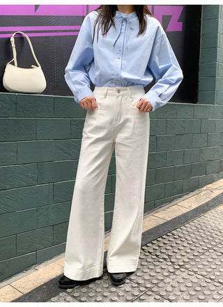 White straight jeans