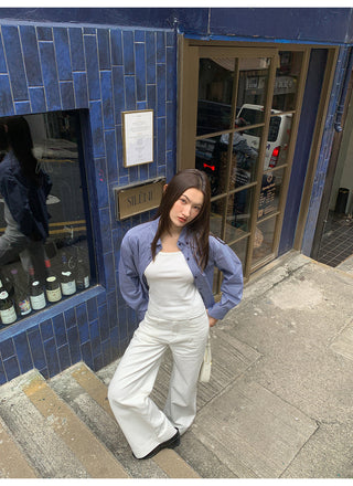 White straight jeans
