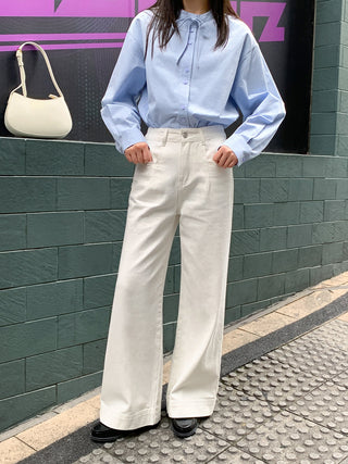 White straight jeans