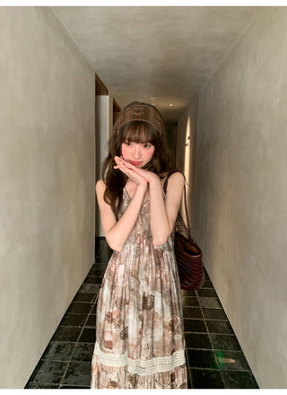 Lace halter floral dress