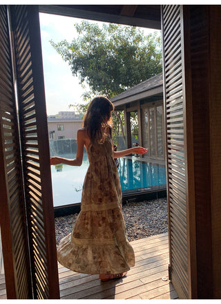 Lace halter floral dress