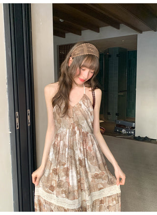 Lace halter floral dress