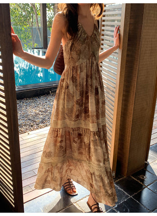 Lace halter floral dress