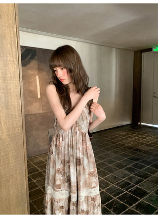 Lace halter floral dress
