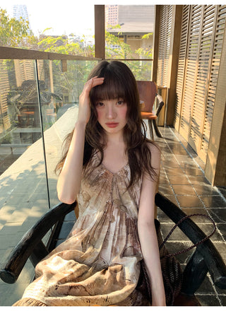 Lace halter floral dress