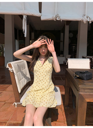 V-neck slim vest dress