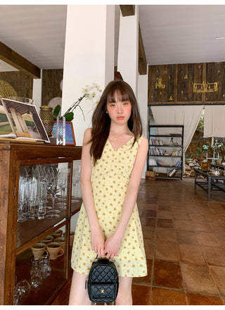 V-neck slim vest dress
