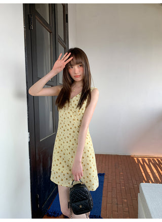 V-neck slim vest dress