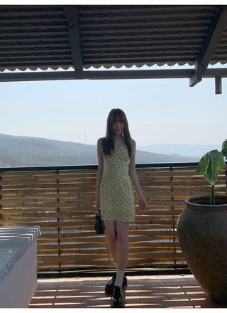 V-neck slim vest dress