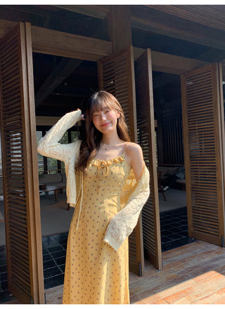 Lace-up floral dress