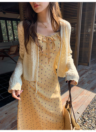Lace-up floral dress