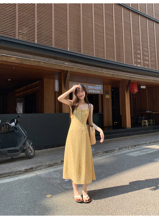Lace-up floral dress