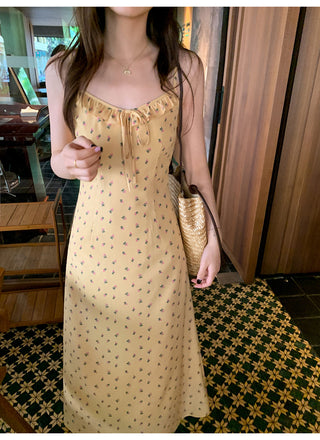 Lace-up floral dress