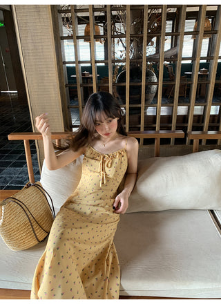 Lace-up floral dress