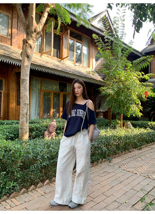 Elastic waist overalls