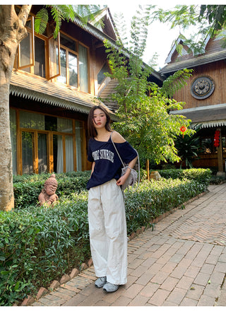 Elastic waist overalls