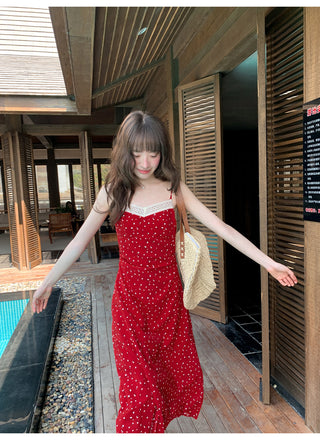 Lace slim slip dress
