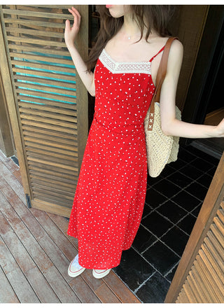 Lace slim slip dress