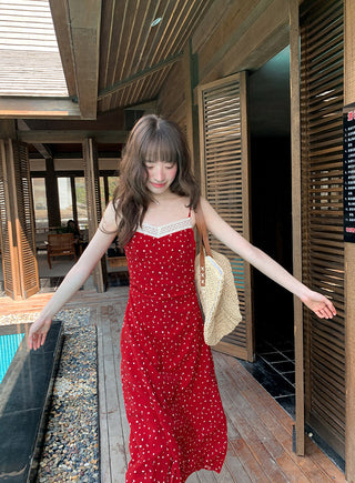 Lace slim slip dress