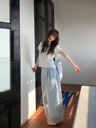 Pleated lantern pants