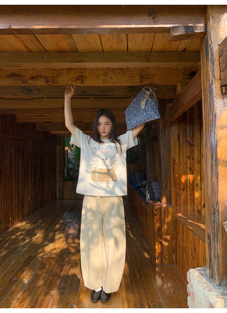 Pleated lantern pants
