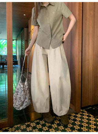 Pleated lantern pants