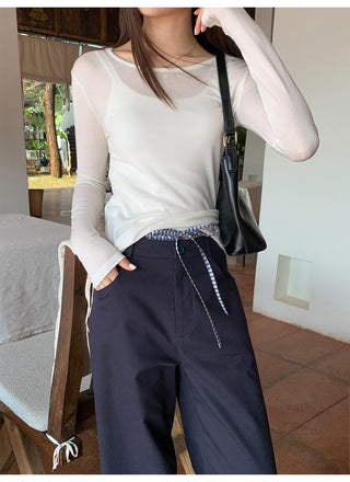 Plaid low waist pants