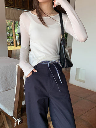 Plaid low waist pants