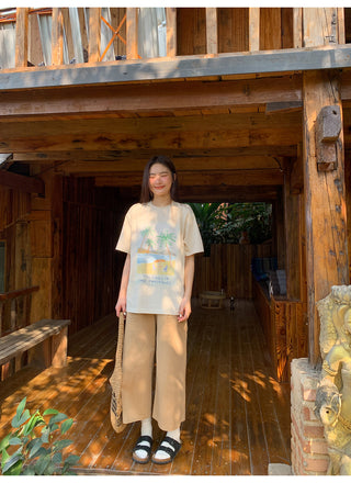 Wide leg casual pants