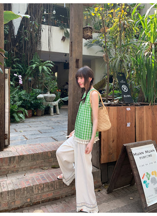 Tassel hem wide pants