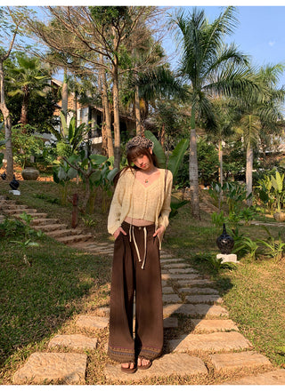 Tassel hem wide pants